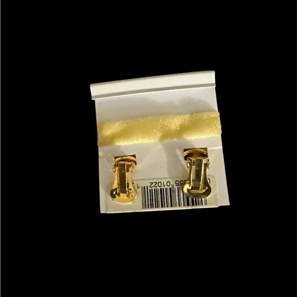 Napier Gold and Black Lattice Clip-On Earrings - Picture 2 of 2